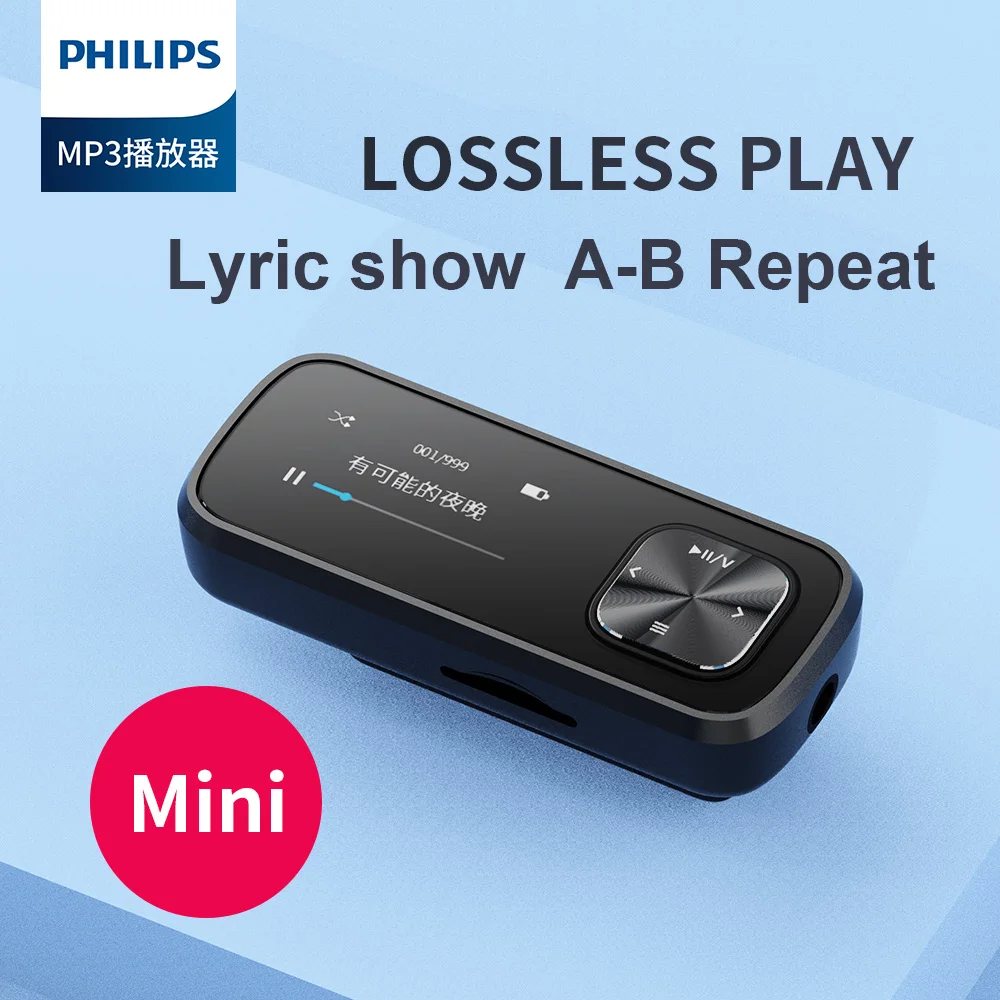 Philips Оригинальный мини клип MP3 плеер без потерь воспроизведения A-B повтора |