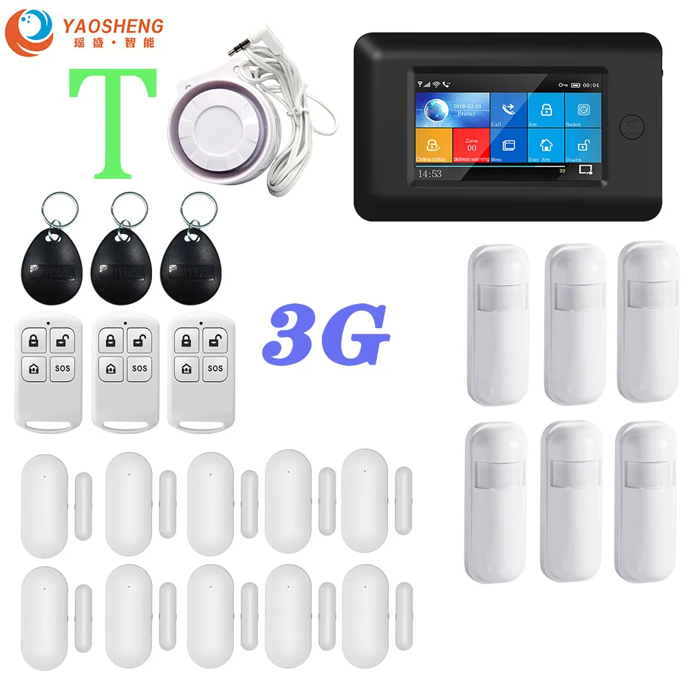 YS021-PG-106-3G-BK-T 3g Версия TFT Все сенсорный экран wifi gprs беспроводной приложение дистанционное управление Умный дом охранной сигнализации системы s для IOS/Android системы - Цвет: YS021-PG-106-3G-BK-T