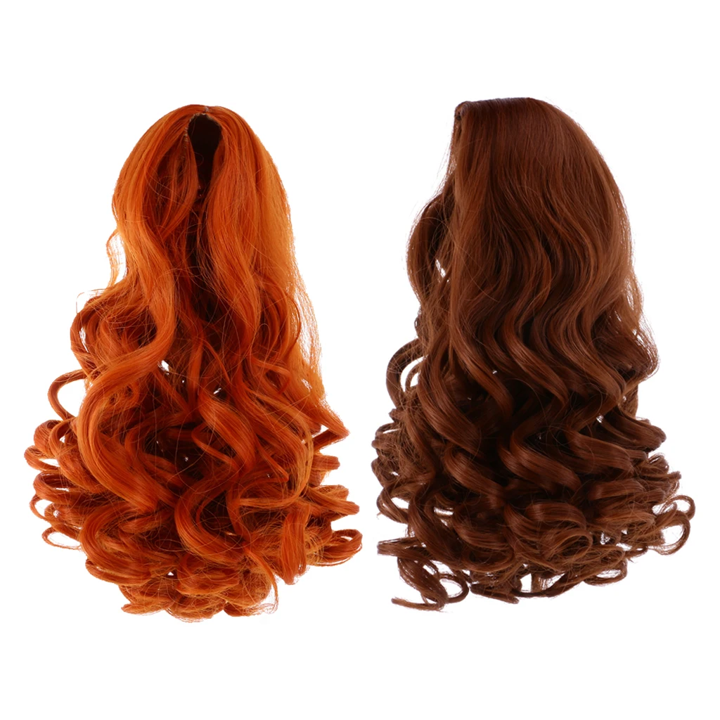 2 Pieces Stylish 18in Doll Long Hair Wig DIY American Doll Accessories