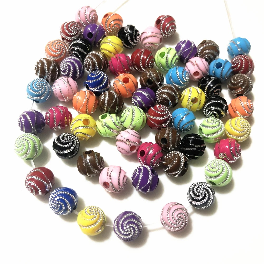 100 шт разноцветные акриловые фурнитура свободные бусы шармы 8 мм | Украшения и