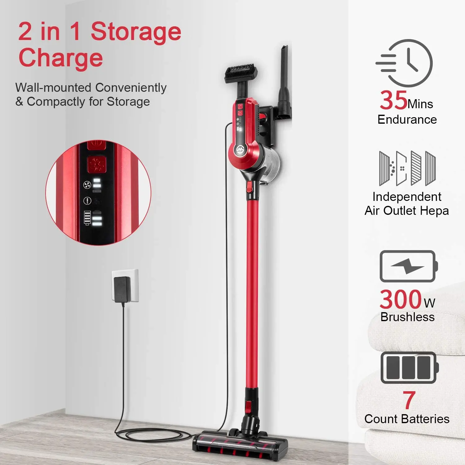 MOOSOO K23 Cordless Vacuum 300W 4 in 1 