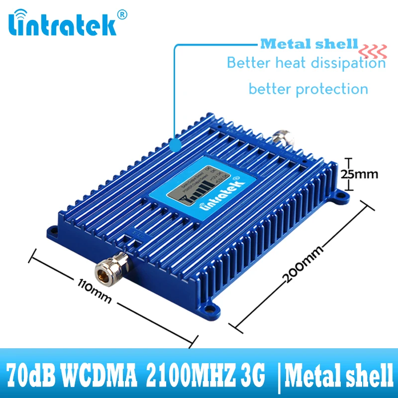Lintratek Gain 70dB 2100(LTE Band 1) UMTS Усилитель мобильного сигнала 3g(HSPA) WCDMA 2100 МГц усилитель сигнала сотовой связи