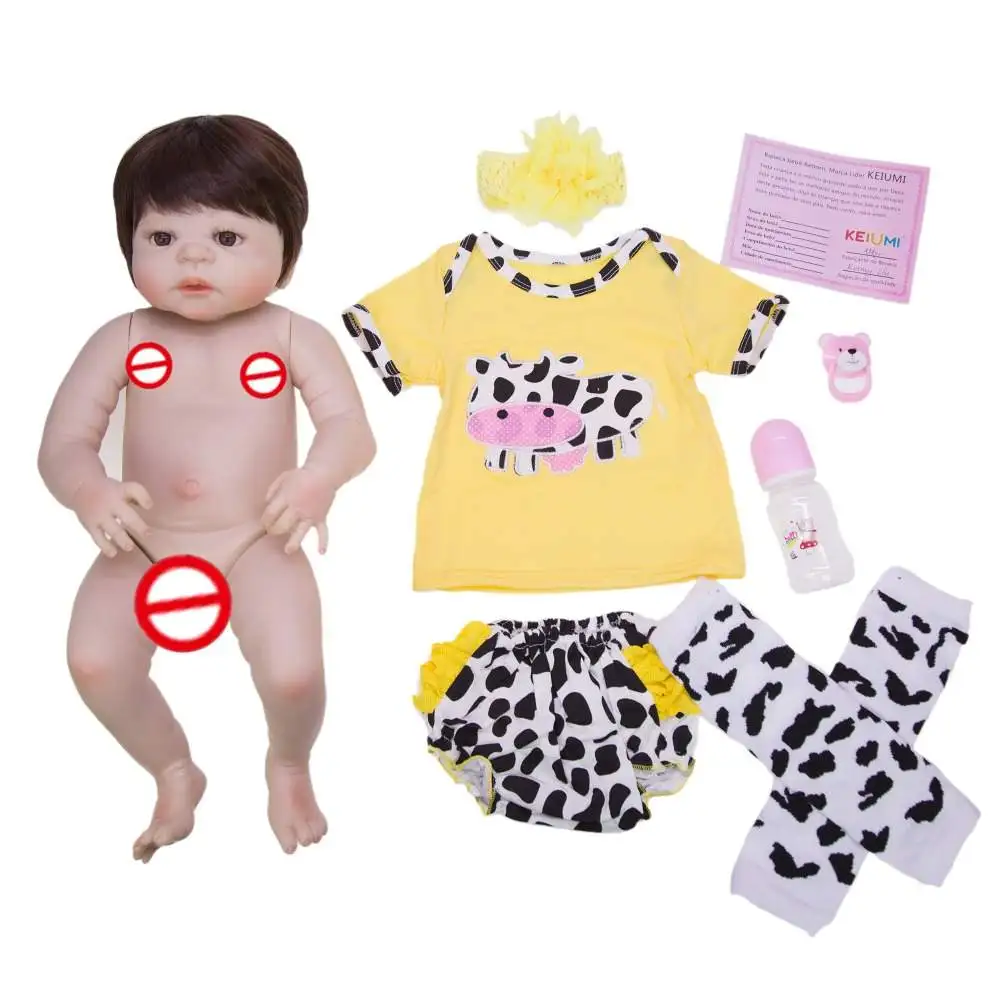 KEIUMI коллекционные 23 дюймовые куклы Reborn Baby, полностью виниловые куклы, так по-настоящему как девочка, живая кукла в Бразилии, игрушки для малышей, подарки на день рождения