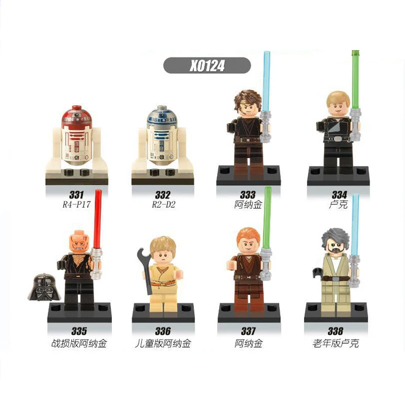 

X0124 Single Sale Building Blocks Luke Skywalker Anakin Han Solo R4-P17 R2-D2 Yoda Bricks Figures Gift For Children Toys
