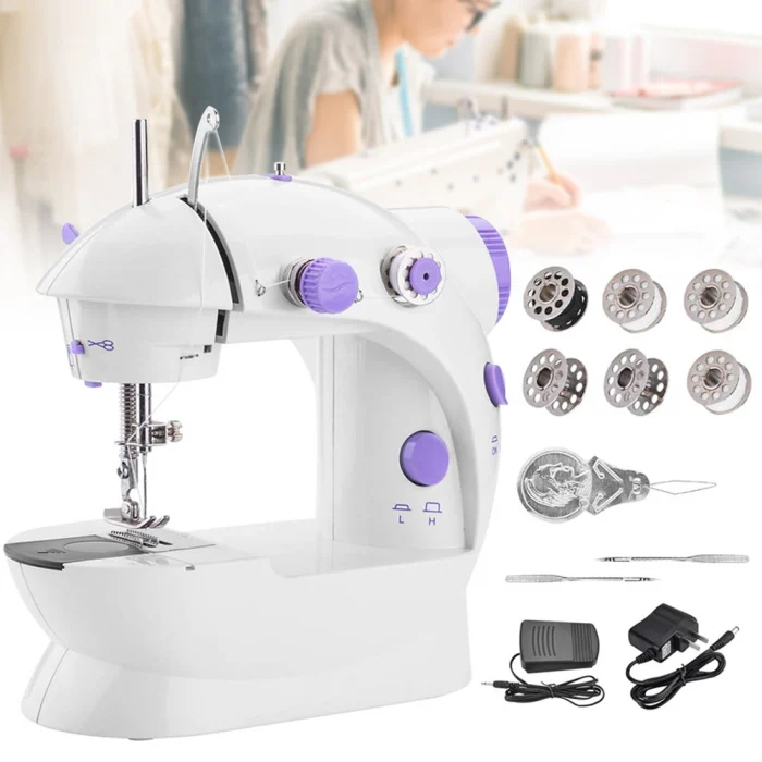 Portable Mini Sewing Machine Crafting Mending Machine with Light for Household E2S