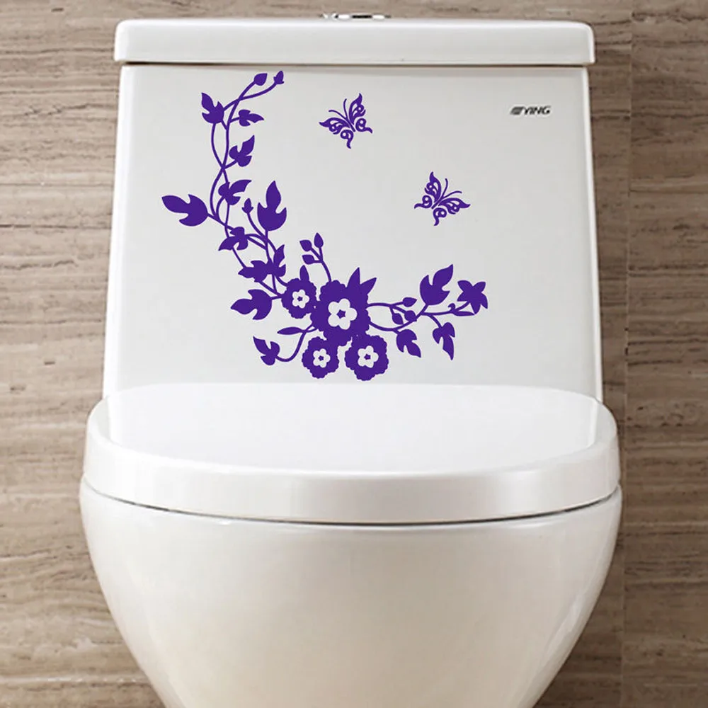 

Flower Butterfly Toilet Seat Stickers Bathroom Waterproof PVC Decorative Stickers Decals Autocollant Toilette Toilet Sticker
