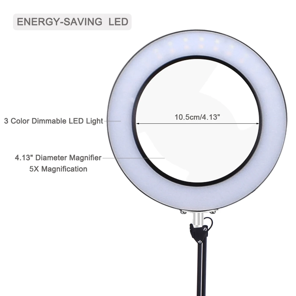 Mesa flexível lupa 5x usb led lupa