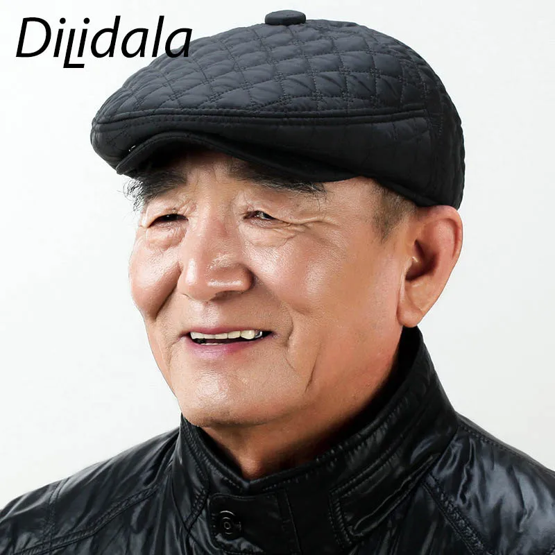 Dilidala стандартная шапка среднего возраста s берет Повседневная защита ушей хлопок папа шляпа плюс бархат Теплый вперед шляпа остроконечная шапка берет