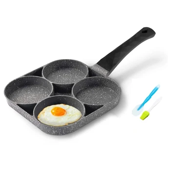 

Egg Frying Pan,Pancake Omelette Pan,4 Hole Cooker Pans,Non-Stick Cookware,Fried Egg Cooker with Black Handle