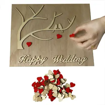 

Elegant 3D Wooden Heart Tree with 2 Birds Wedding Guest Book Sign Board Wedding Decorations