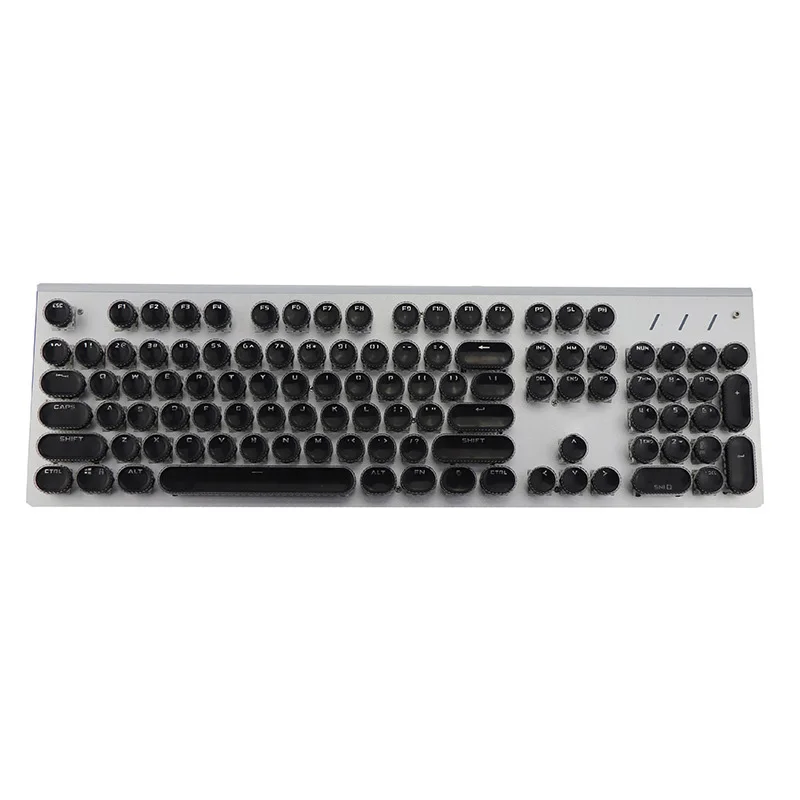 Black Мода 104pcs KEYCAP для игровой механической клавиатуры Led передачи стимпанк пишущая машинка круглый KeyCap периферийные аксессуары - Цвет: Black