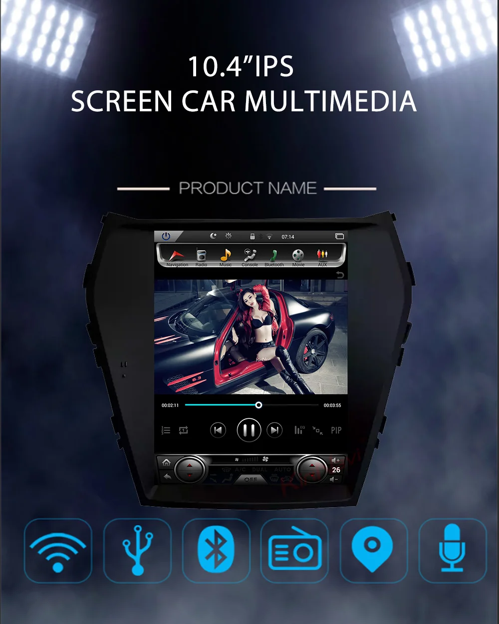 KiriNavi вертикальный автомобильный сенсорный экран в стиле Tesla Стиль Android 7,1 10,4 дюймов Автомобильный gps-навигатор Системы для hyundai Santa Fe IX45 радио Bluetooth