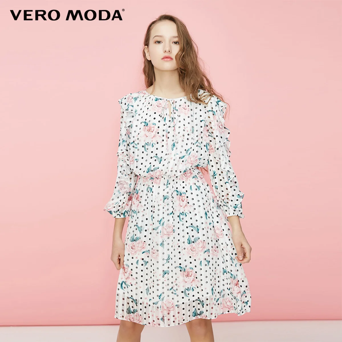 Vero Moda женское платье в горошек с оборками | 31927C510 - Цвет: S85 Snow white