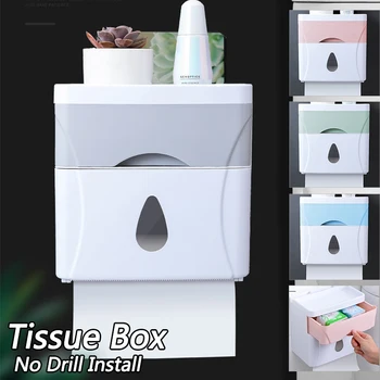 

Tissue Box Punch-free Wall-Mounted Kitchen Tissue Dispenser for Multifold Paper Towels Tissue Storage Box Bathroom Organizer