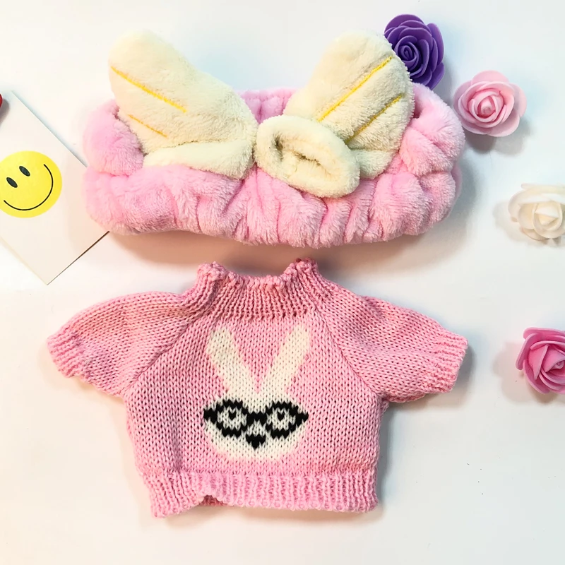 Милая Одежда для кукол, аксессуары для волос Kawaii, для девочек, повязка для волос, для мытья лица, для бега, для макияжа, LaLafanfan, кафе, утка, плюшевая игрушка, подарки для девочек - Цвет: pink rabbit