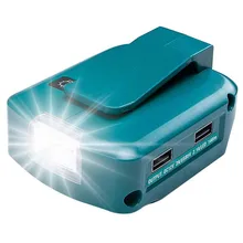  ADP05 Power Source For Makita 18V LXT Li-Ion Battery BL1830 BL1840 Converter Adapter with LED Light Dual USB Ports & DC Port 