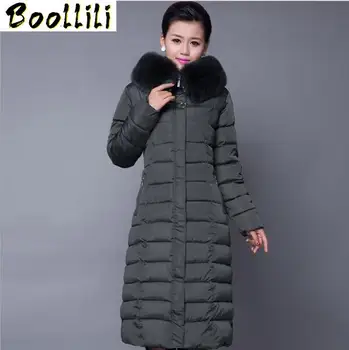 

Boollili New Winter Down Cotton Jacket Women Thickening Warm Jackets Long Coats Plus Size Women's Wadded Parka Hooded Fur Collar