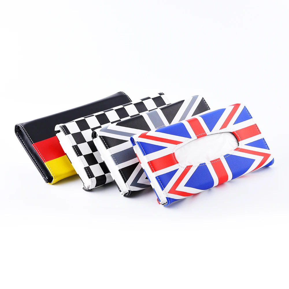 Tissue Box For BMW MINI Cooper Portable Car Sun Visor Paper Napkin Leather box Holder Hanging Type Universal Auto Accessories