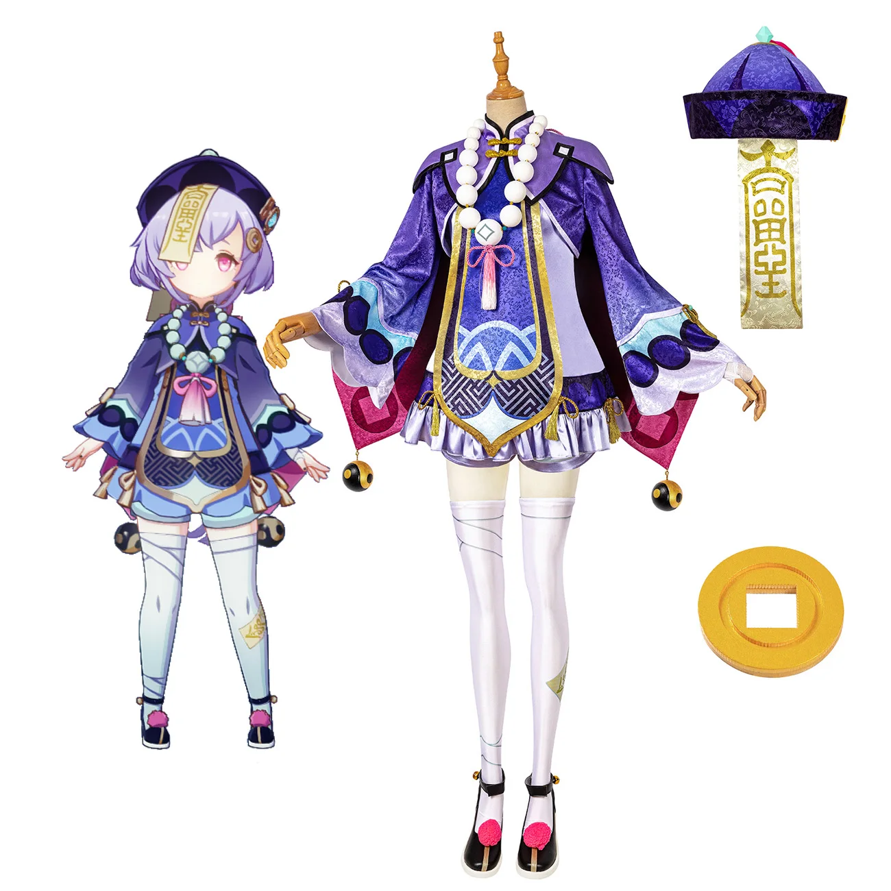 

Hot Game Genshin Impact Qiqi Cosplay Costume Qiqi Dress Women Performance Outfit Props Custom Made