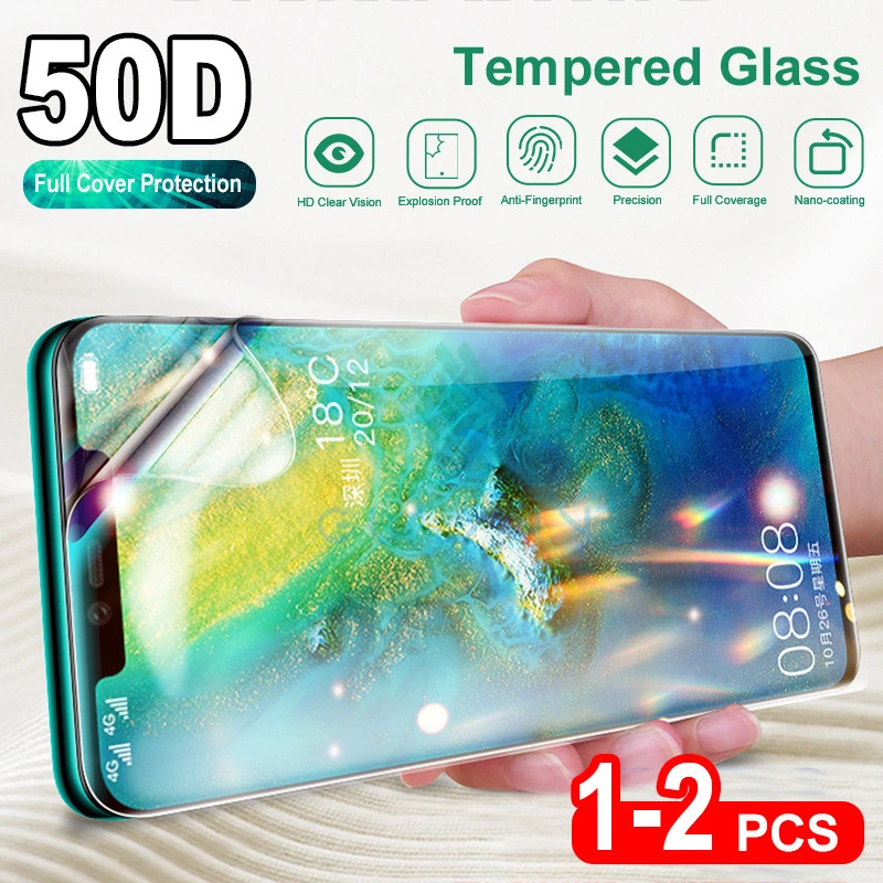 Гидрогелевая пленка 50D для Huawei P Smart Z Nova 5 5T 5i 6 7 Защитная экрана Mate 20 30 40 Lite P30 Pro 2 1