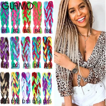 

GLAMO 24 Inch 100g Jumbo Braiding Hair Pre Stretched Synthetic Kanekalon Hair Extensions For Box Twist Braids