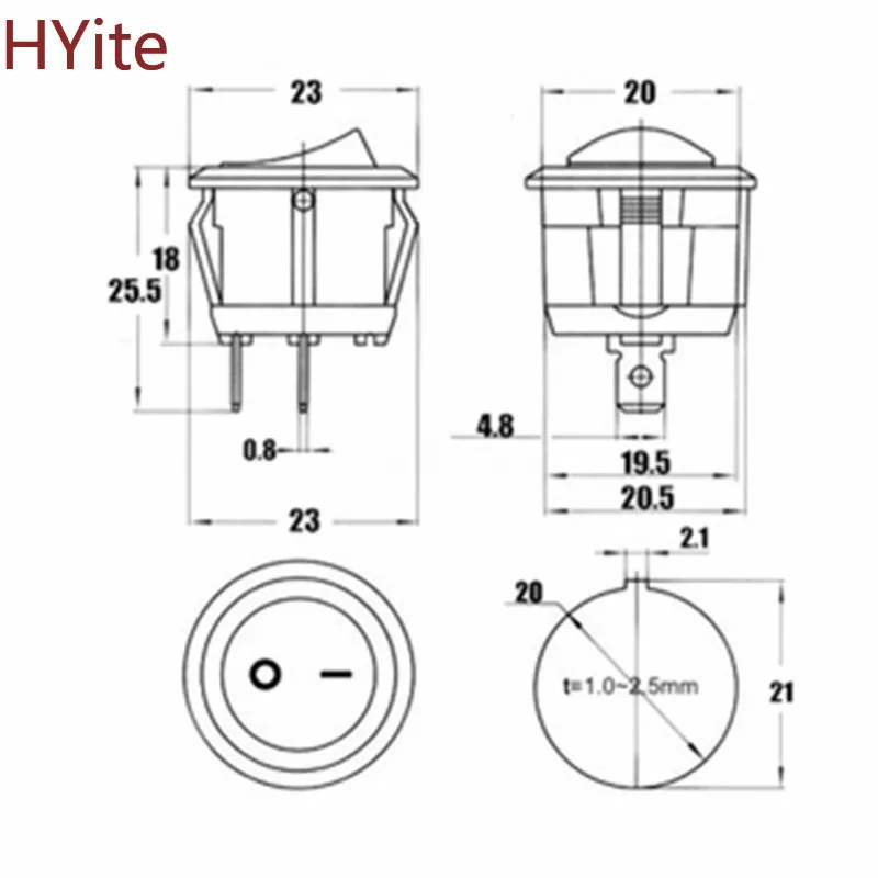 Красный черный белый Вкл/Выкл круглый Кулисный тумблер 6A/250VAC 10A 125VAC Пластиковый