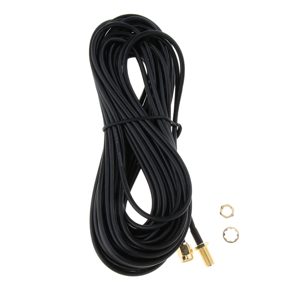 Black RP-SMA Coaxial Extension Cable Adapter for WiFi LAN WAN Router Antenna, 10M/32.8Feet