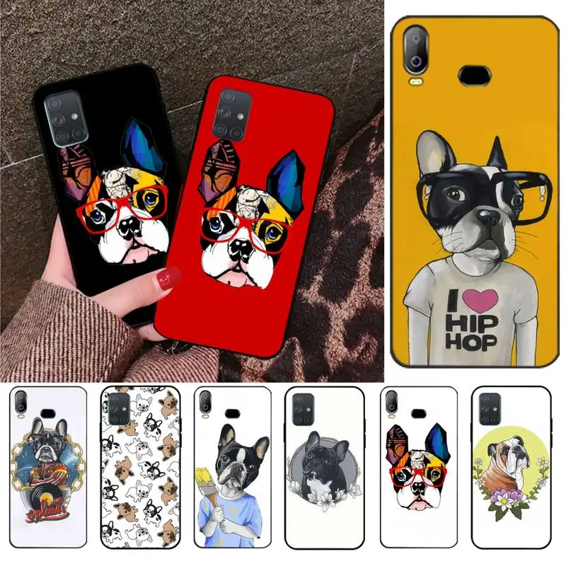 PENGHUWAN CUT Cartoon French Bulldog Black Soft Rubber Phone Cover For Samsung A10 A20 A30 A40 A50 A70 A80 A71 A51 A6 A8 2018 | Мобильные