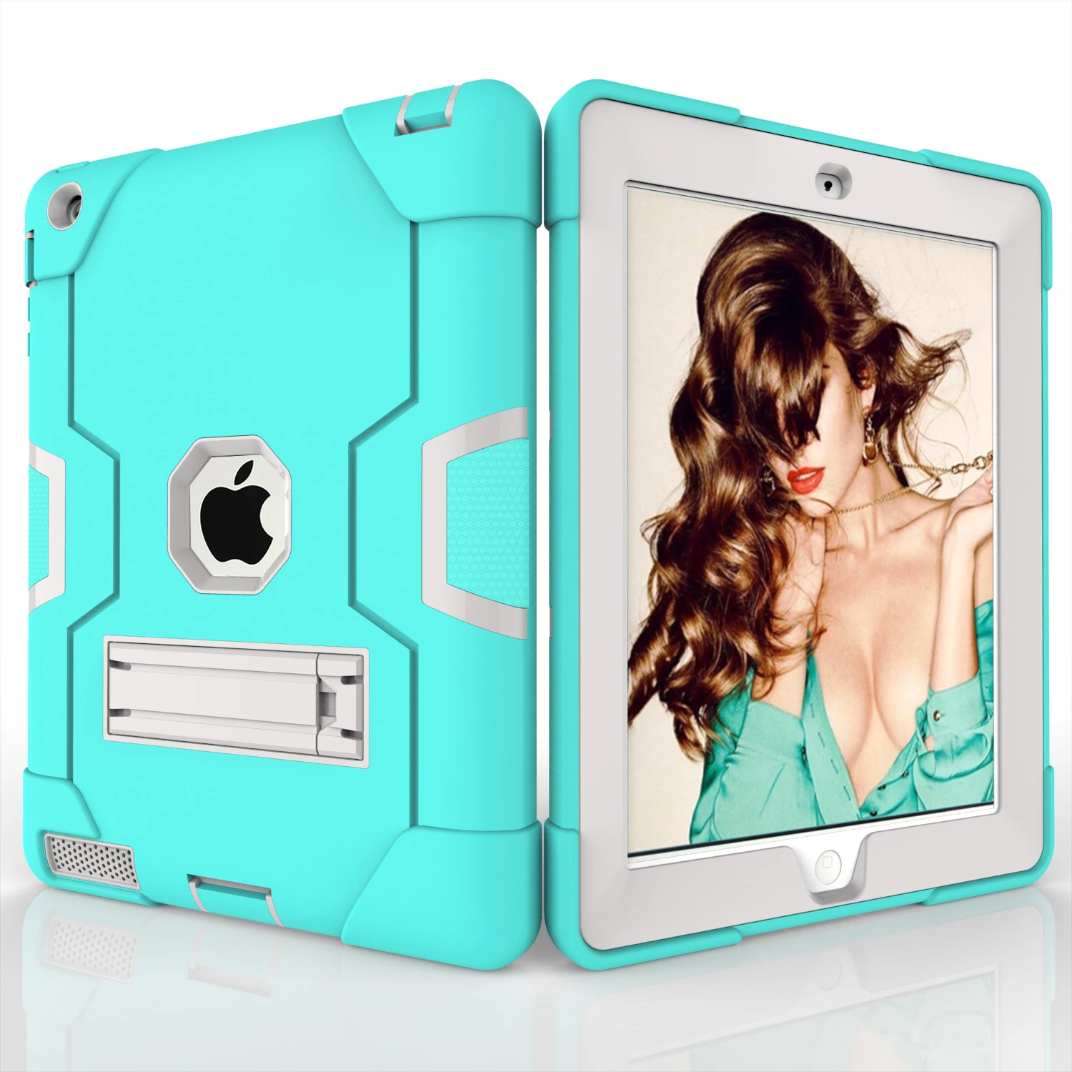 Чехол Funda для IPad 2, 3, 4 A1395 A1396 A1397 A1416 A1430 A1403 модели оболочки Безопасный детский Броня мягкий ударопрочный силиконовый+ жесткий чехол - Цвет: for iPad 234 blue a