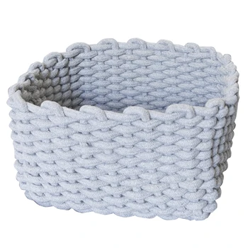 

Hand-Woven Cotton Rope Storage Basket Show Debris Storage Basket Practical Gray