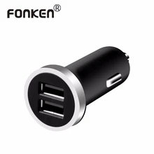 Автомобильное зарядное устройство FONKEN с двумя usb-портами, 5 В, 3,4 А, автомобильное зарядное устройство, 2 порта, автомобильное зарядное устройство для телефона, Синий светодиодный, для мобильного телефона, быстрое зарядное устройство