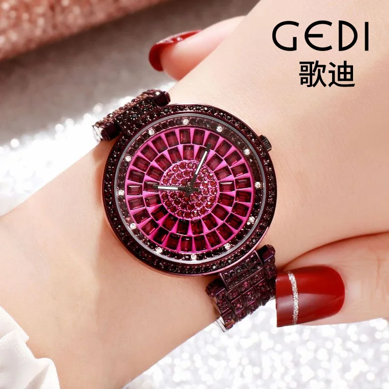 

Gedi Good-looking Luxury Ladies' Watch Diamond Set Large Dial Steel Belt Watch Debutante Nobility Elegant WOMEN'S Watch Hot Sale