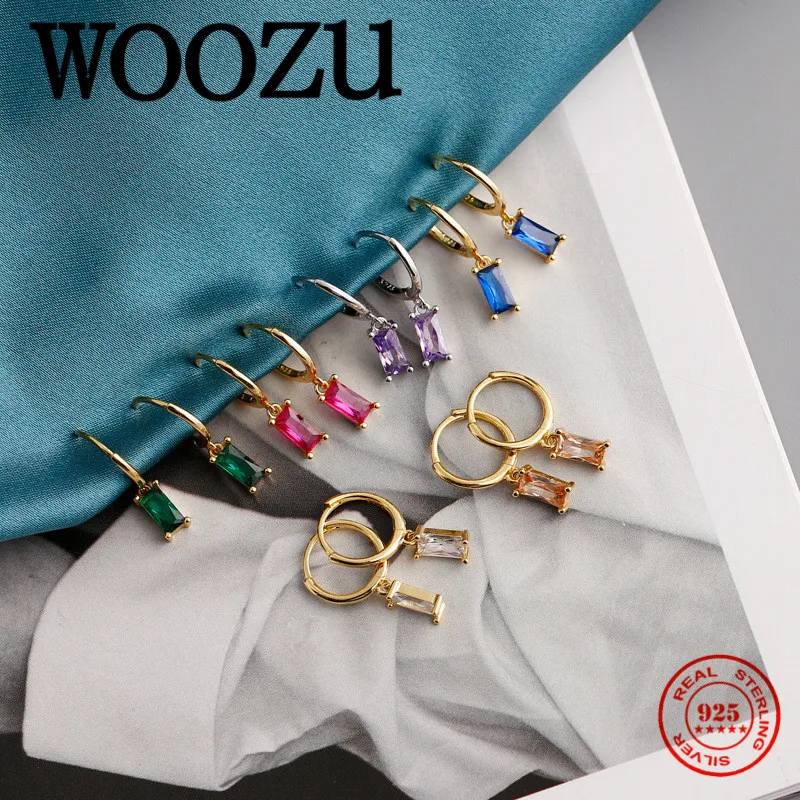 Женские Геометрические Квадратные Серьги капли WOOZU из настоящего серебра 925