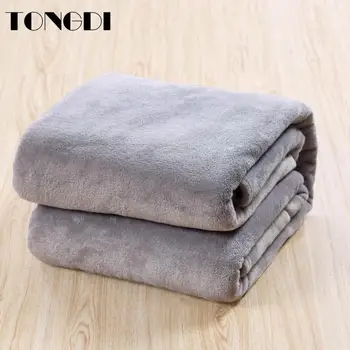 

TONGDI Thicken Soft Warm Light Fannel Fleece Blanket Solid Color Winter Couch Cover Bed Machine Wash Bedspread Children Adult
