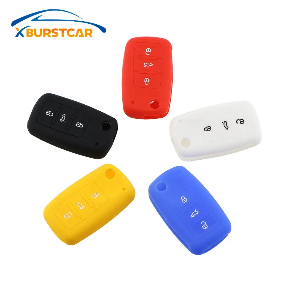 

3 Buttons Silicone Car Key Cover Case for VW Golf Bora Jetta POLO Passat for Skoda Superb Octavia Fabia for Seat Ibiza Leon