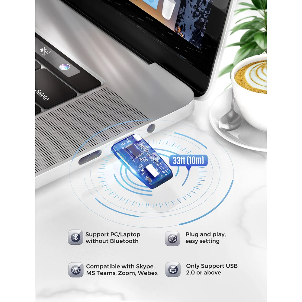 Mpow HC5 Bluetooth гарнитура с USB адаптером 5 0 Беспроводные наушники шумоподавлением