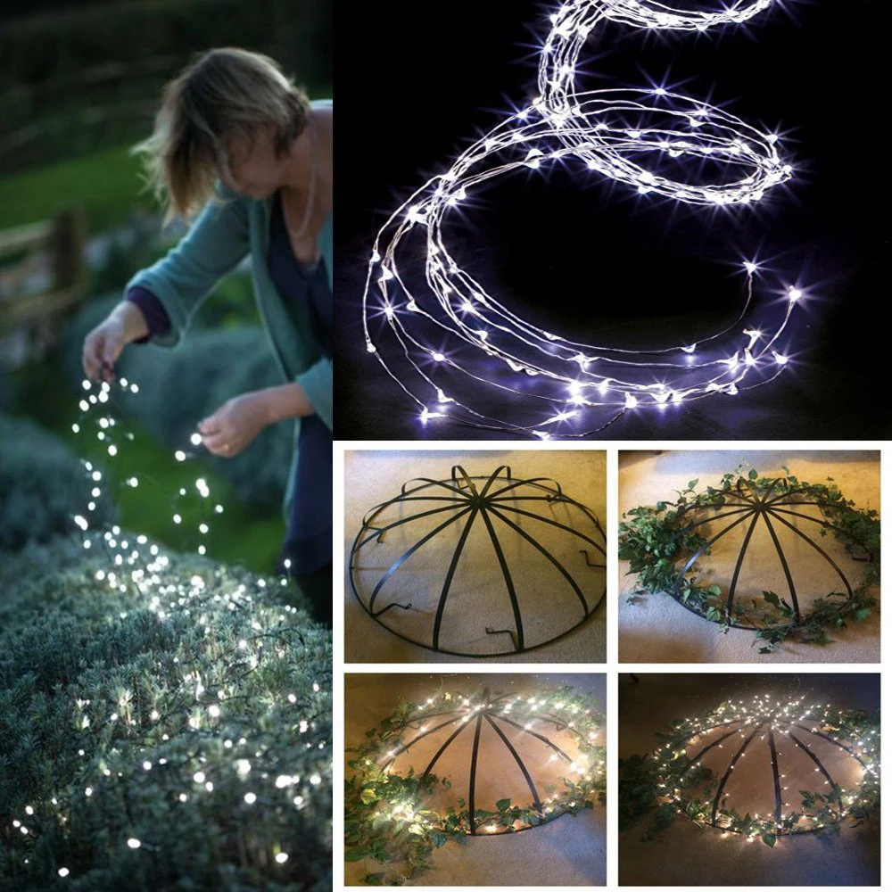 Светильник из медной проволоки, гирлянда, 100LED, для улицы, ландшафтный светильник, для двора, дерева, ротанга, лампа, романтическая, на батарейках, для сада, фестиваля, рождественского декора