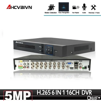 

H.265 16CH 5MP 4MP AHD CVI TVI DVR FACE Recorder HDMI Output 16channel Digital video 6 in 1 5MP surveillance dvr NVR system P2P