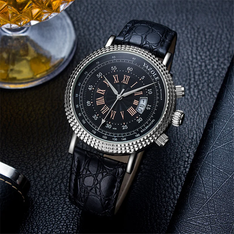 

Men's Wrist Watch Calendar Display Leather Band Quartz Analog Watch Waterproof Man Watches Business Mens 2019 Relogio Masculino