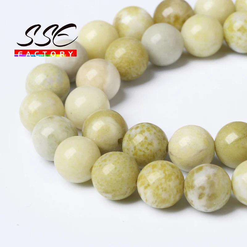 

Natural Stone Beads Lemon Jaspers Round Loose Bead 15" Strand 4 6 8 10 12MM For jewelry making DIY bracelet necklace accessories