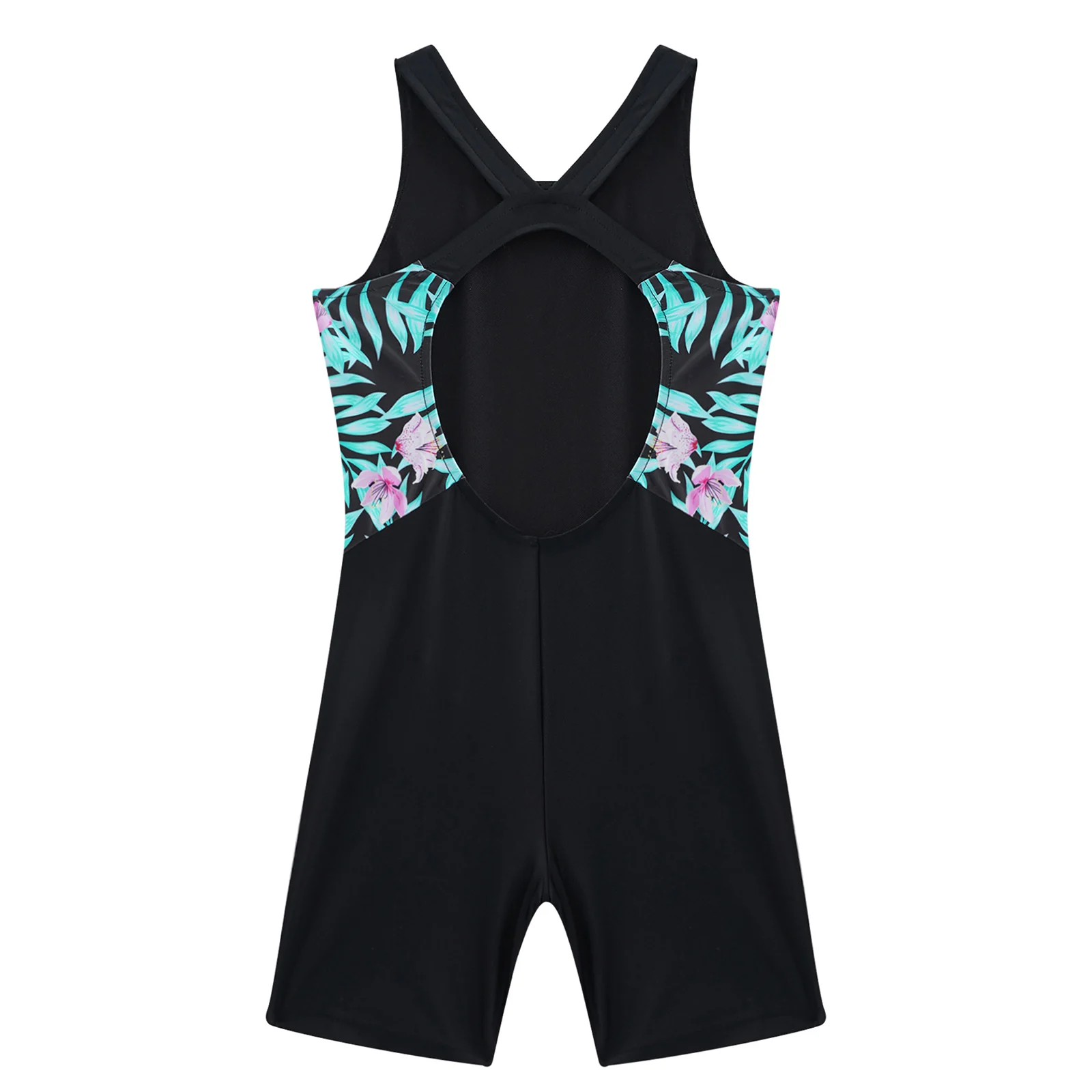 Badmode Voor Kinderen Meisjes Uit Één Stuk Zomer Mouwloos Met Open Rug Print Korte Jumpsuit Bodysuit Voor Badpak Aan Het Strandzwembad