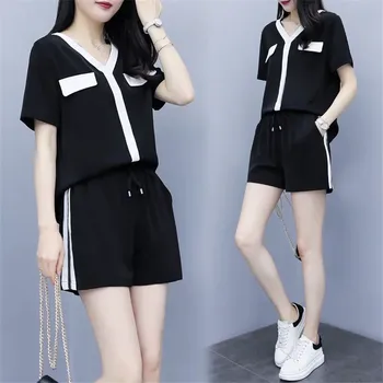 

Family Two Piece Set Short Sleeve Crop Top + Shorts Sweat Suits Women Tracksuit Two Piece Outfits Summer Girl Sets