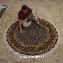 YILONG 6'x6' круглый Персидский Ручной Шелковый ковер ручной работы восточные ковры(TJ108A