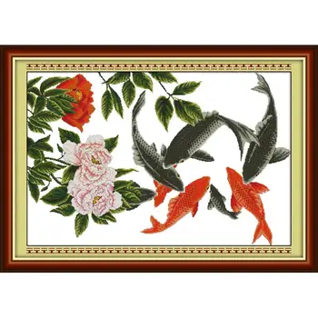 

Joy Sunday Cross Stitch Seven Fishes Announce Good News Cross Stitch Embroidery Needlework Home Decor Wall Floral Painting Gift