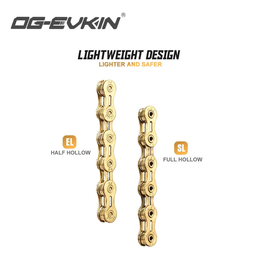 9/10/11 Speed Bicycle Chain Half/Full Hollow Bike Chain Mountain/Road Chains Ultralight 116 Quick Link Gold/Silver,bicycle chains,bicycle chain