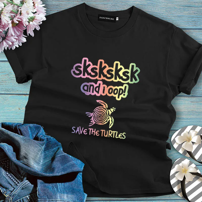 Винтажная Футболка Sksksk And I Oop, женская футболка с коротким рукавом и круглым вырезом с принтом, camiseta de las mujeres