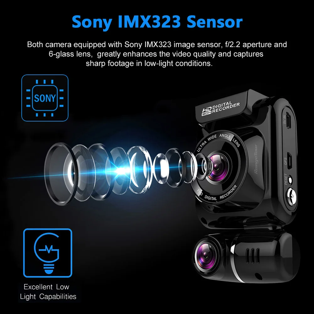 Скрытый Автомобильный видеорегистратор Mini 4K 2160P с двумя объективами Wi Fi GPS Novatek 96663