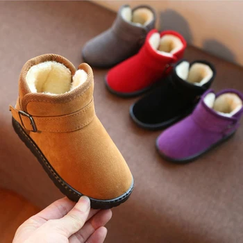 

Children Plush Keep Warm Suede Leather Martin Snow Boots For Kids Girls Boys School Snowboots New 2020 Purple Brown Black Winter
