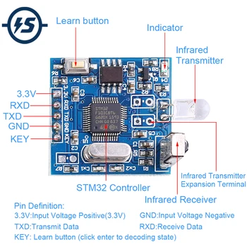 

General Infrared Decoding Module UART Controller IR Remote Copyer Support Air Conditioning
