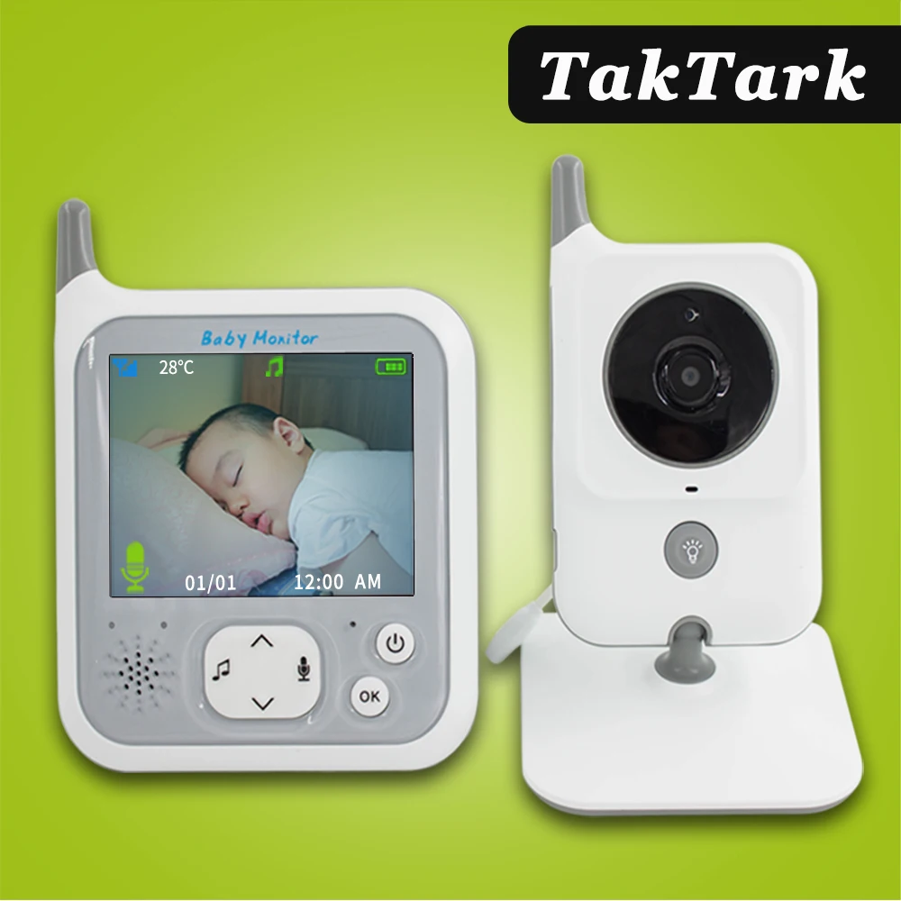 TakTark 3,2 pulgadas Color Video Monitor de bebé luz de la noche portátil bebé niñera cámara de seguridad IR LED de visión nocturna intercomunicador